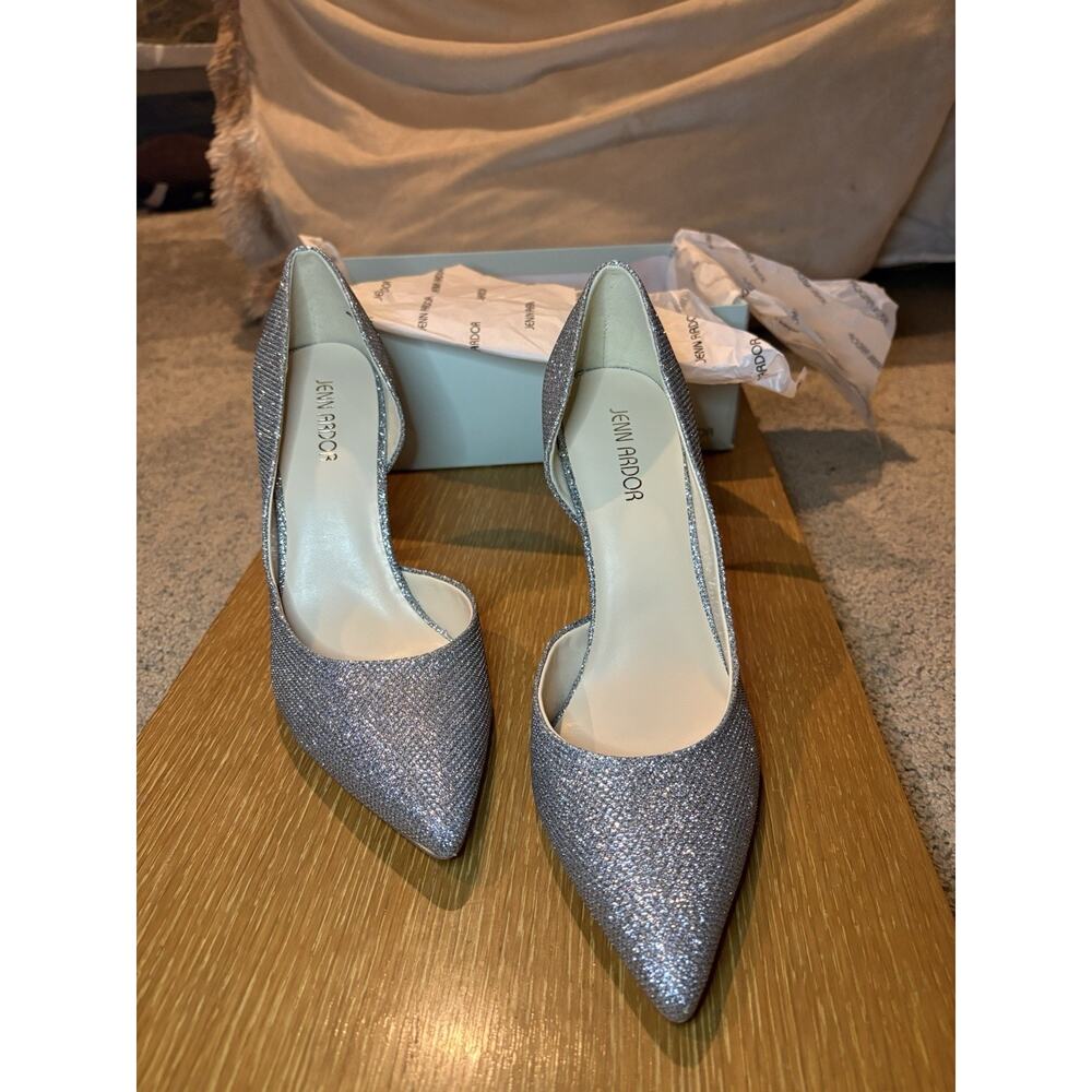 NEW Jenn Ardor Silver Glitter Stiletto Heels Size 9 Formal Wedding + FREE GIFT